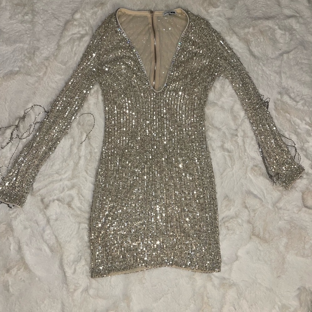 Stunning silver sequin and pearl dress